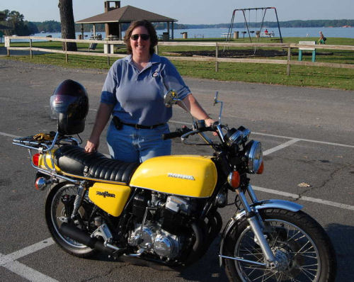 Women on Motorcycles Picture of a 1976 Honda CB750F Super Sport