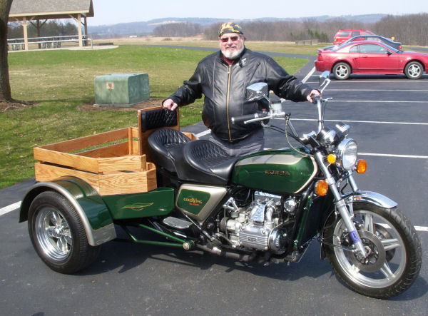 Motorcycle trike picture of a 1975 Honda Gold Wing GL1000 custom trike
