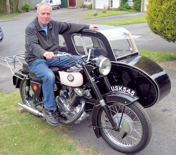 Motorcycle Picture of a 1956 Phelon and Moore Panther Model 100S and Surrey Sidecar